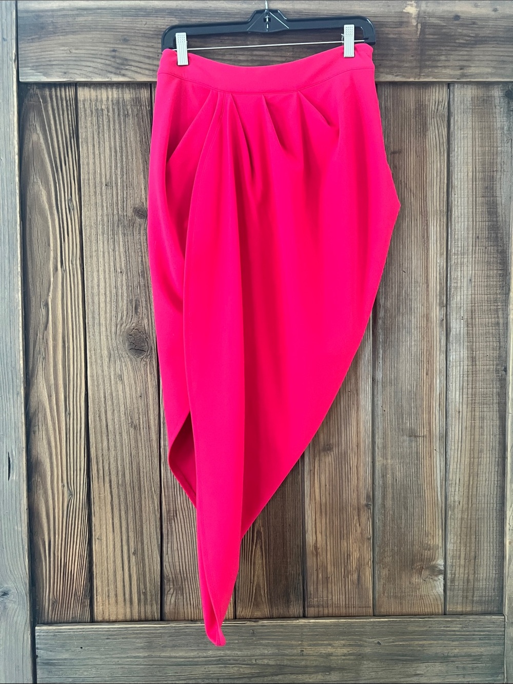 Asymmetrical Draped Skirt in Bright Red